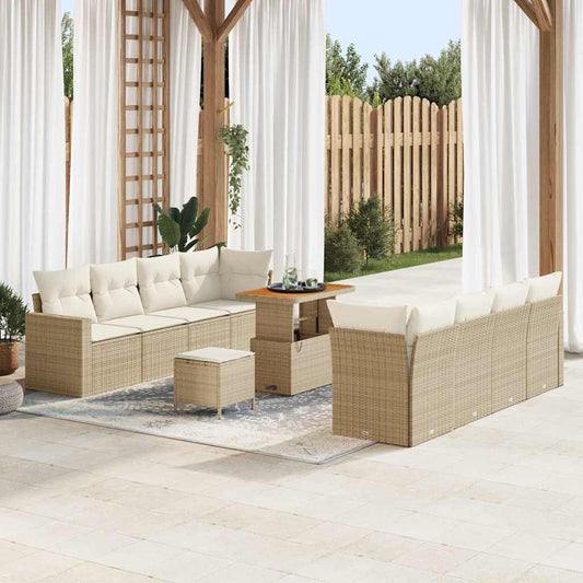 Tuinbankenset 11 pcs Beige poly rattan is nu te koop bij PeponiXL, paradijselijk wonen!