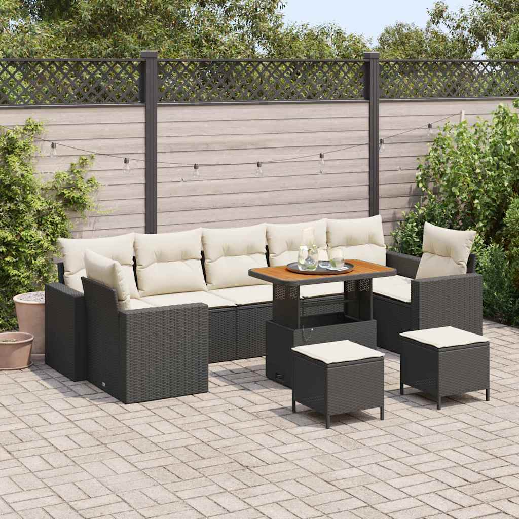 Tuinbankenset 10 st Zwart poly rattan is nu te koop bij PeponiXL, paradijselijk wonen!