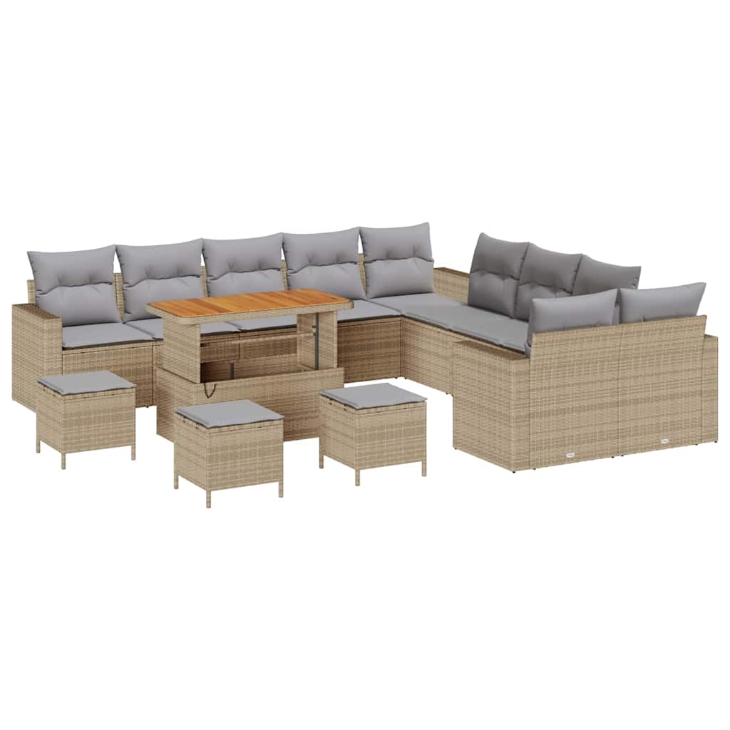 Tuinbankenset 14 pcs Beige poly rattan is nu te koop bij PeponiXL, paradijselijk wonen!