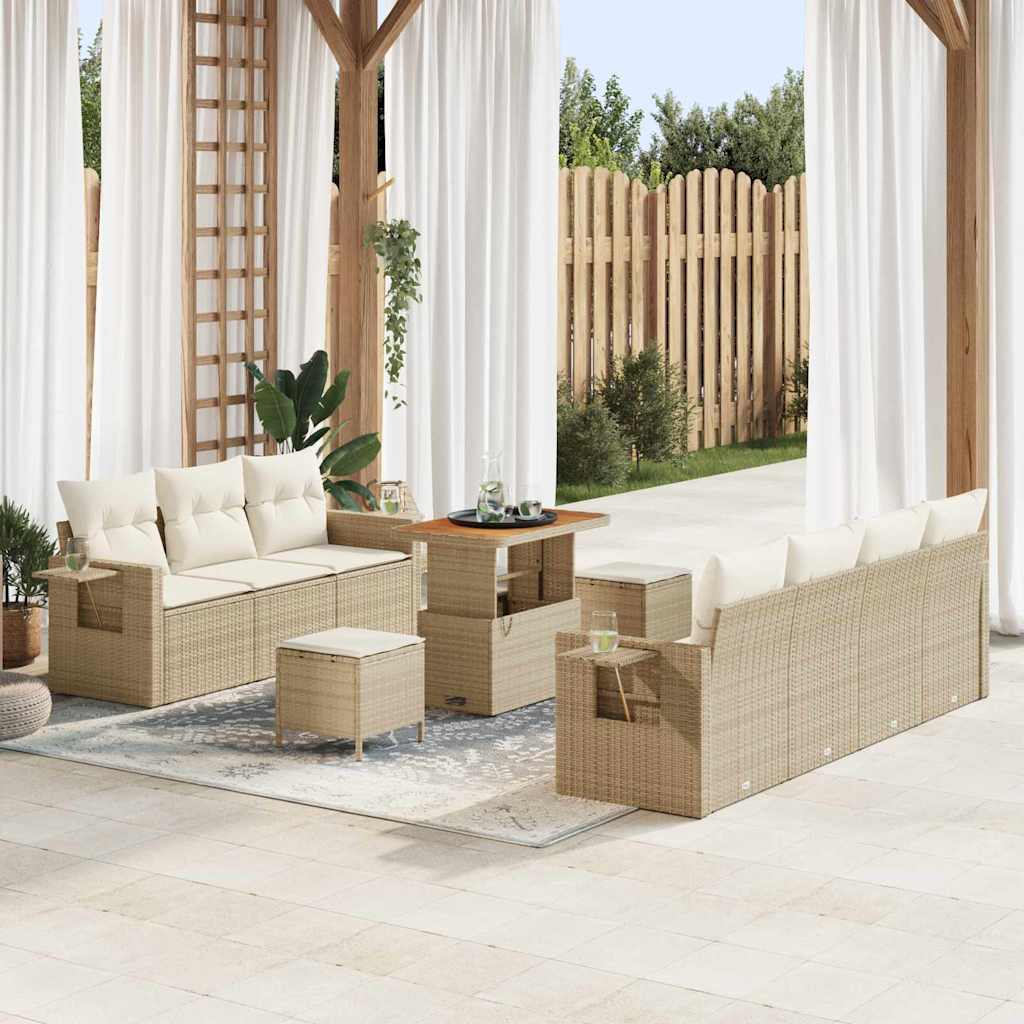 Tuin Sofa Set 10 pcs Beige poly rattan is nu te koop bij PeponiXL, paradijselijk wonen!