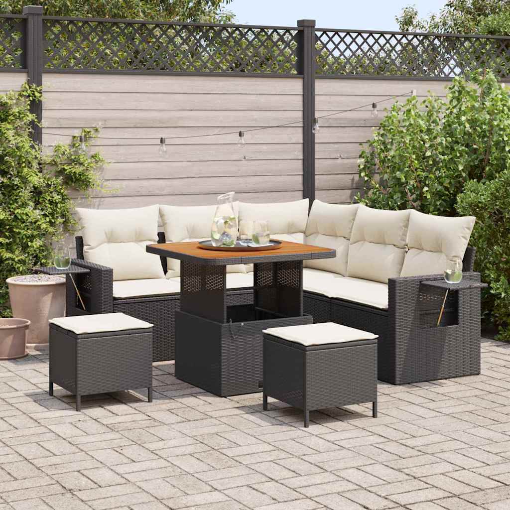 Tuin Sofa Set 8 st Zwart poly rattan is nu te koop bij PeponiXL, paradijselijk wonen!