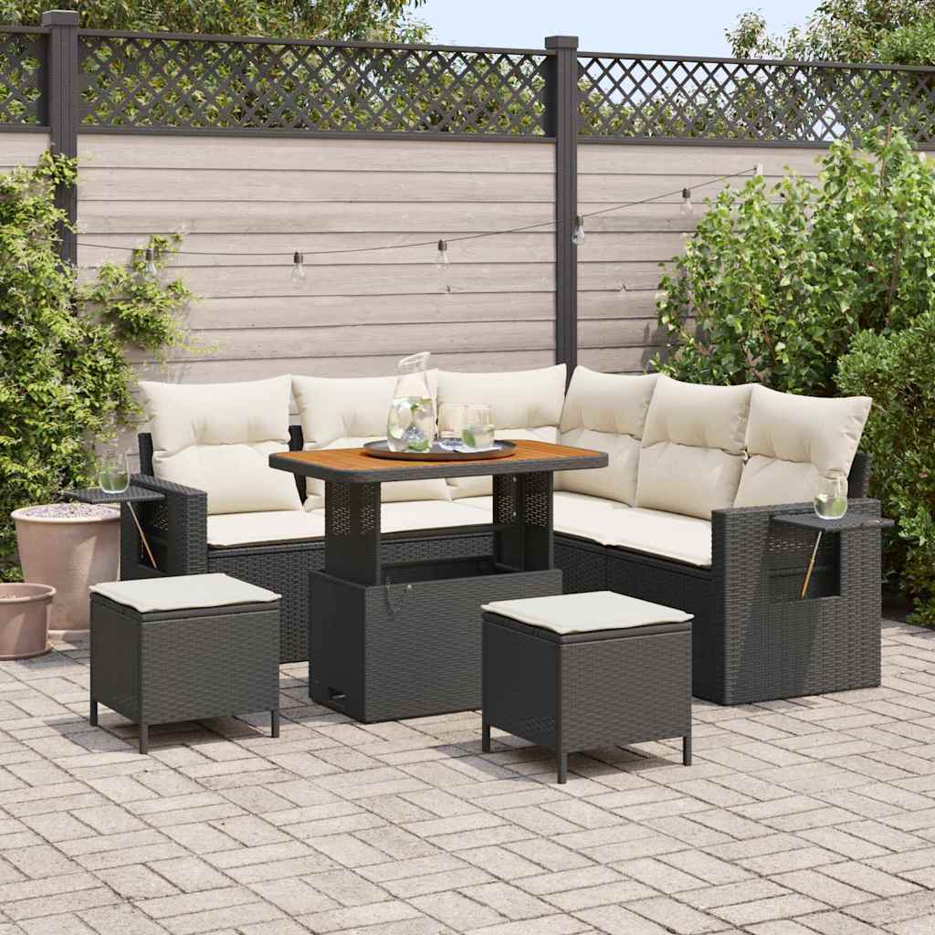Tuin Sofa Set 8 st Zwart poly rattan is nu te koop bij PeponiXL, paradijselijk wonen!