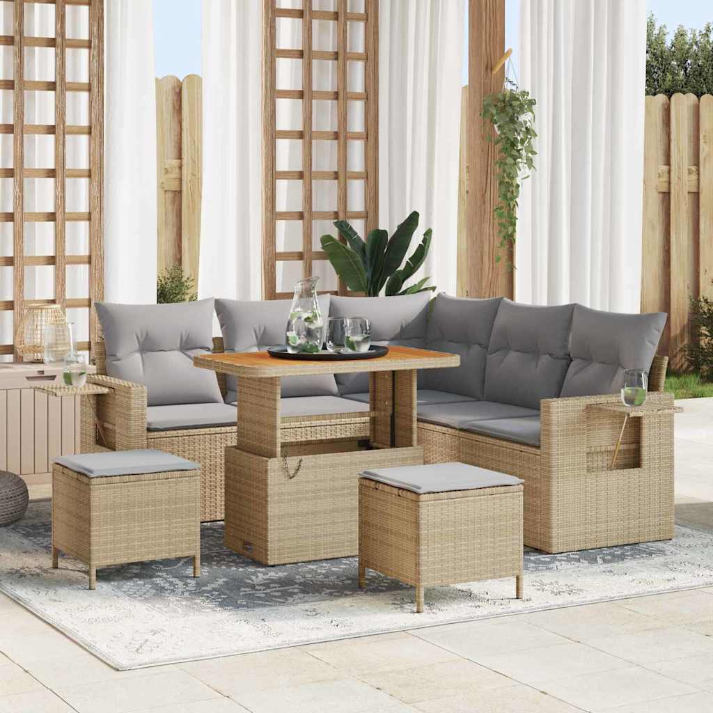 Tuin Sofa Set met kussen 8 pcs Beige poly rattan is nu te koop bij PeponiXL, paradijselijk wonen!