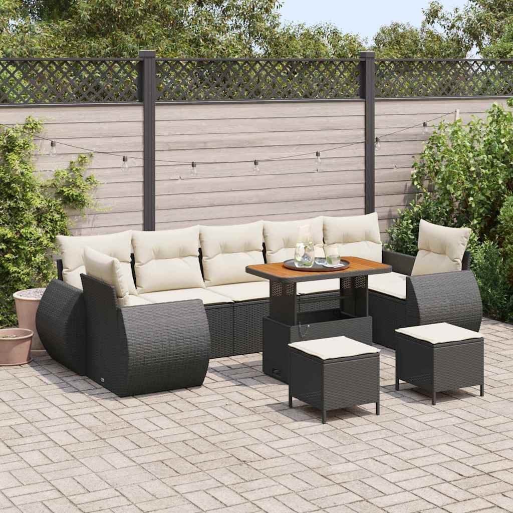 Tuinbankenset 10 st Zwart poly rattan is nu te koop bij PeponiXL, paradijselijk wonen!