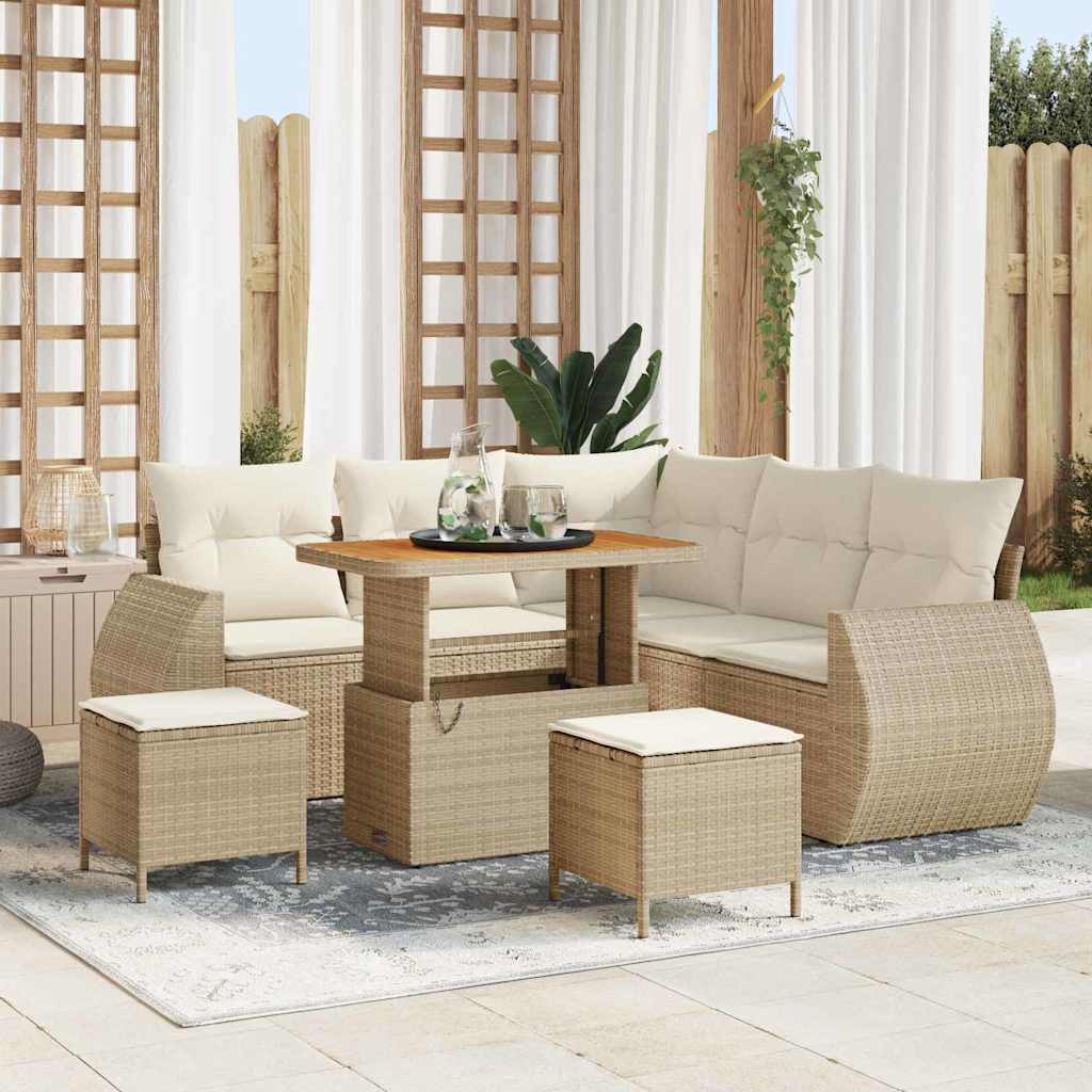 Tuinbankenset 8 pcs Beige poly rattan is nu te koop bij PeponiXL, paradijselijk wonen!