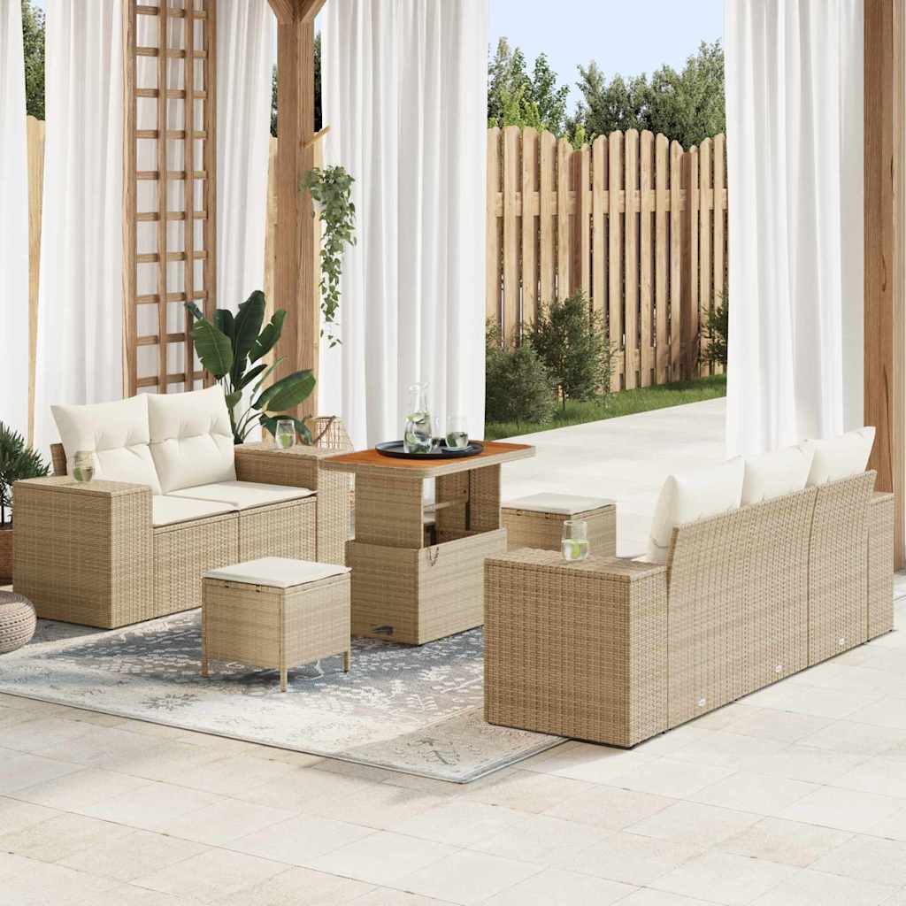 Tuinbankenset 8 pcs Beige poly rattan is nu te koop bij PeponiXL, paradijselijk wonen!