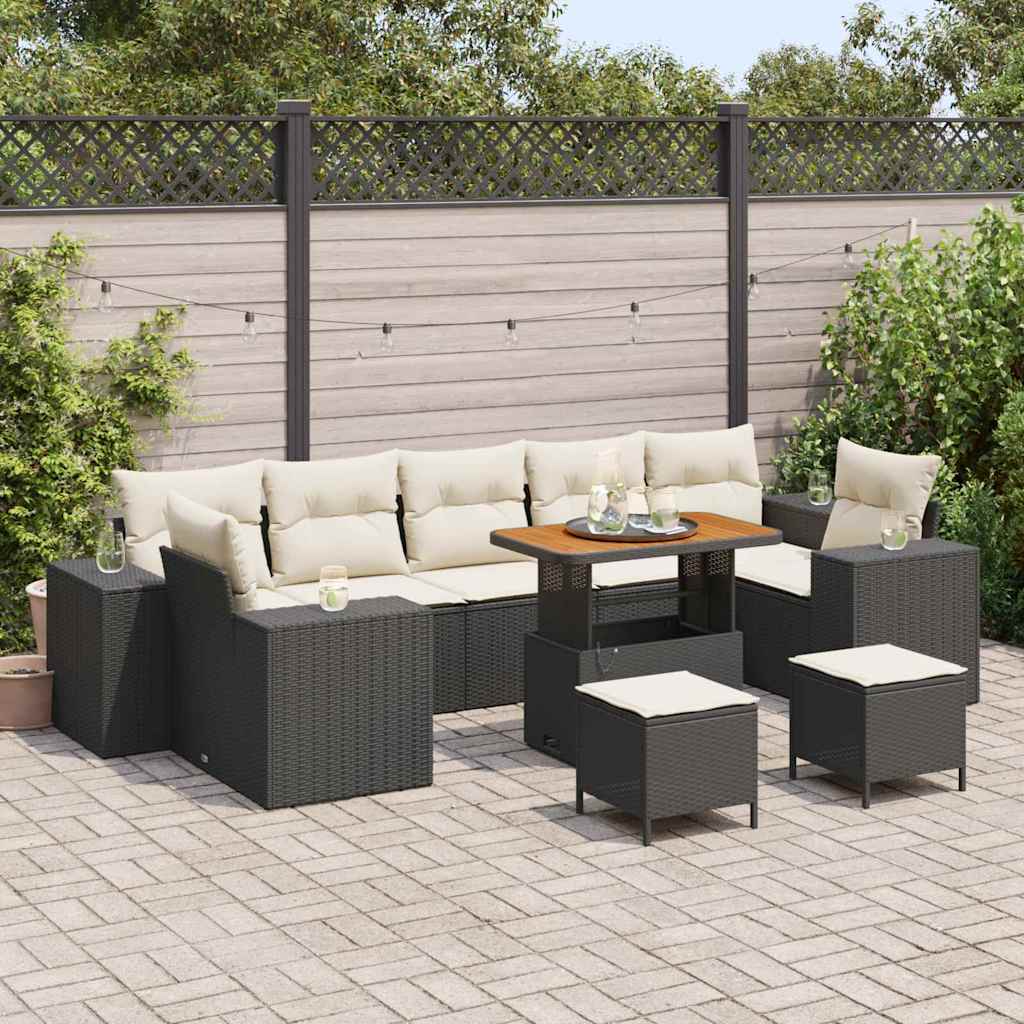 Tuin Sofa Set 10 st Zwart poly rattan is nu te koop bij PeponiXL, paradijselijk wonen!