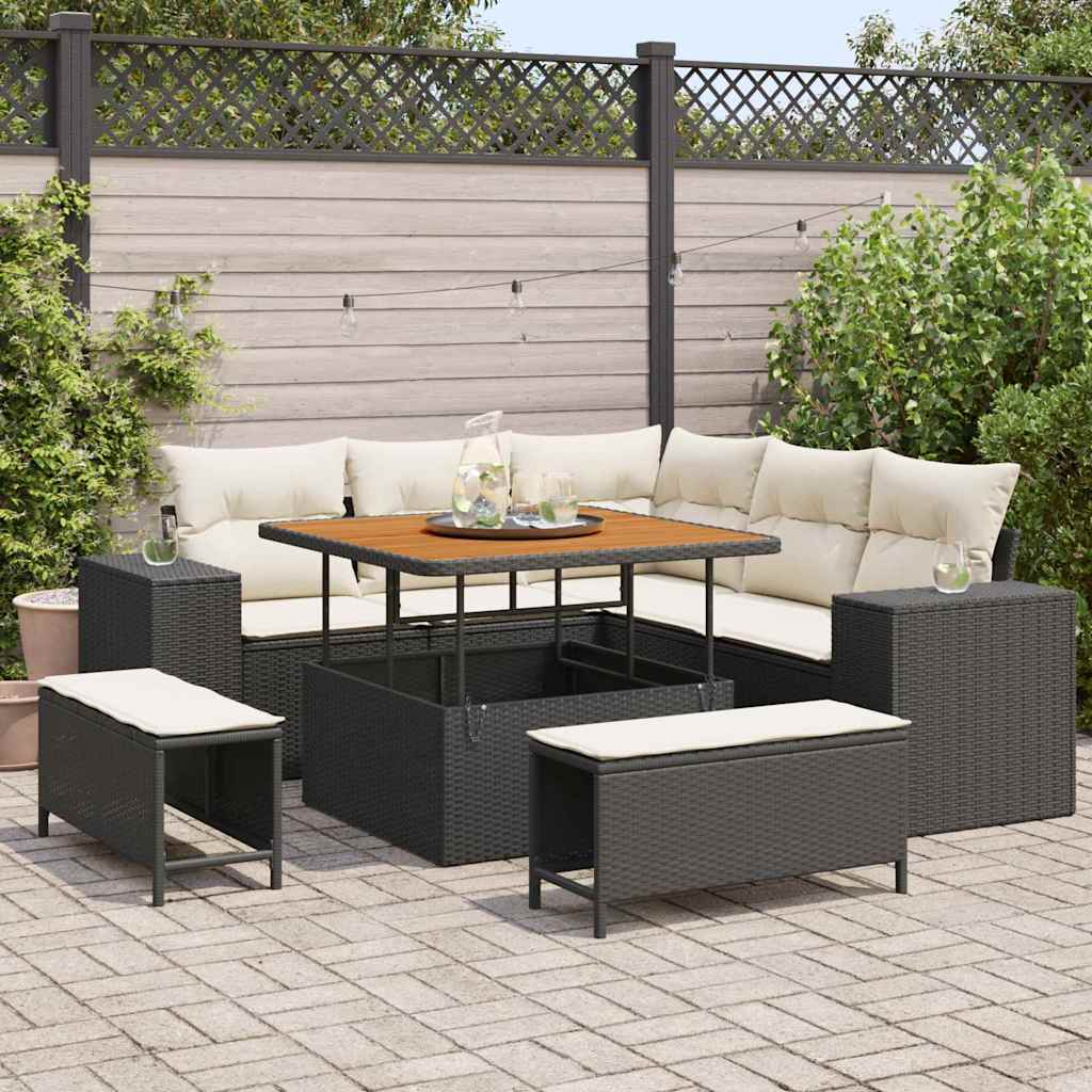 Tuin Sofa Set 8 st Zwart poly rattan is nu te koop bij PeponiXL, paradijselijk wonen!