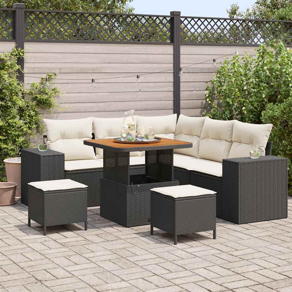 Tuin Sofa Set 8 st Zwart poly rattan is nu te koop bij PeponiXL, paradijselijk wonen!