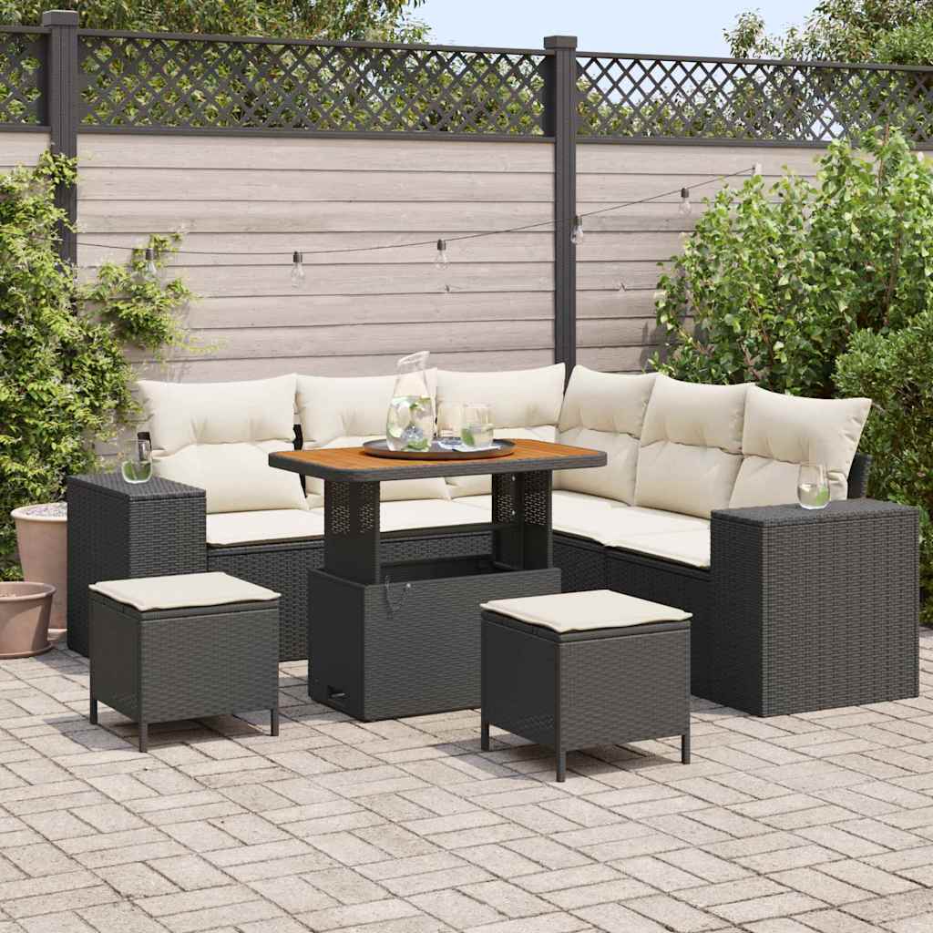 Tuin Sofa Set 8 st Zwart poly rattan is nu te koop bij PeponiXL, paradijselijk wonen!