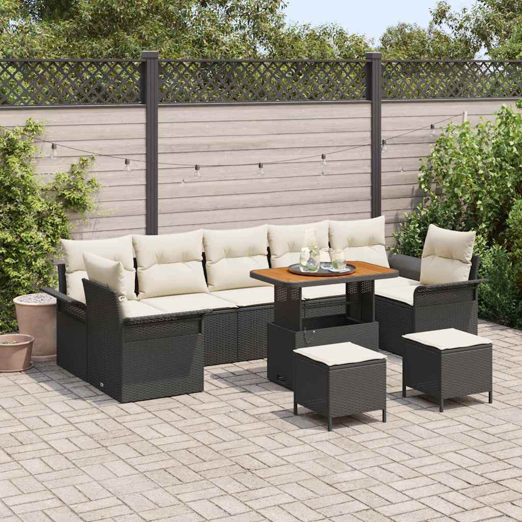 Tuinbankenset 10 st Zwart poly rattan is nu te koop bij PeponiXL, paradijselijk wonen!