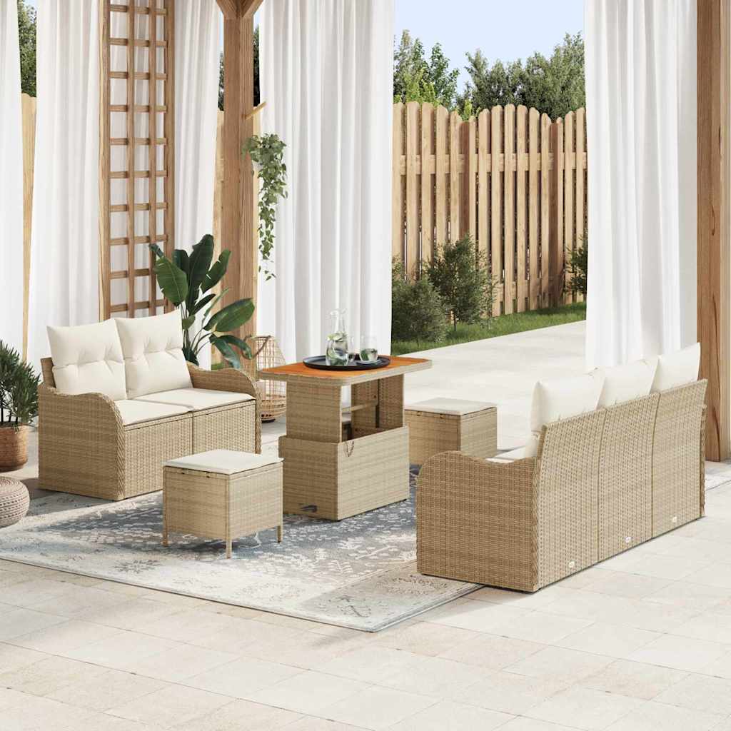 Tuinbankenset met kussen 8 pcs Beige poly rattan is nu te koop bij PeponiXL, paradijselijk wonen!