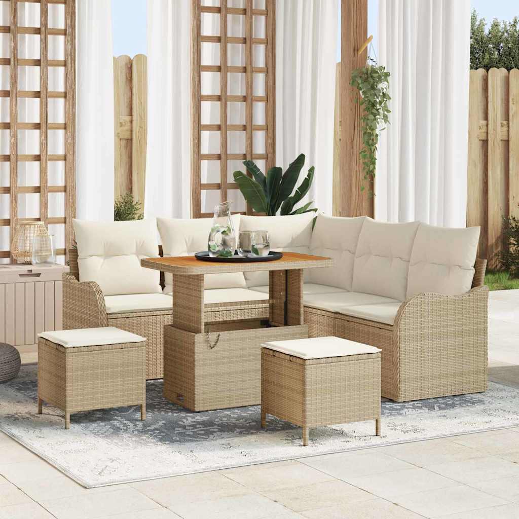 Tuinbankenset met kussen 8 pcs Beige poly rattan is nu te koop bij PeponiXL, paradijselijk wonen!