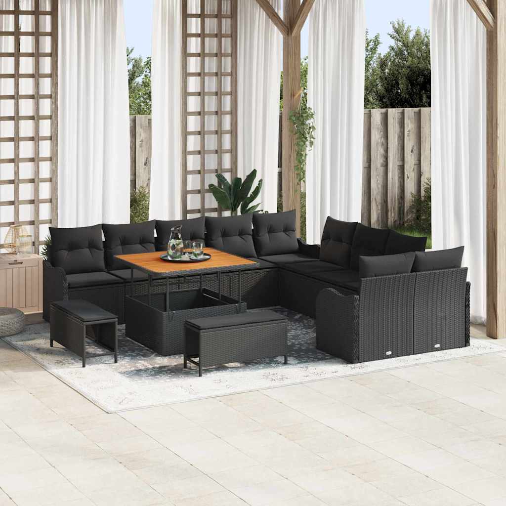 Tuin Sofa Set 13 pcs Zwart poly rattan is nu te koop bij PeponiXL, paradijselijk wonen!