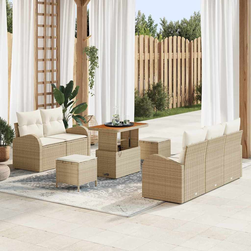 Tuinbankenset met kussen 8 pcs Beige poly rattan is nu te koop bij PeponiXL, paradijselijk wonen!