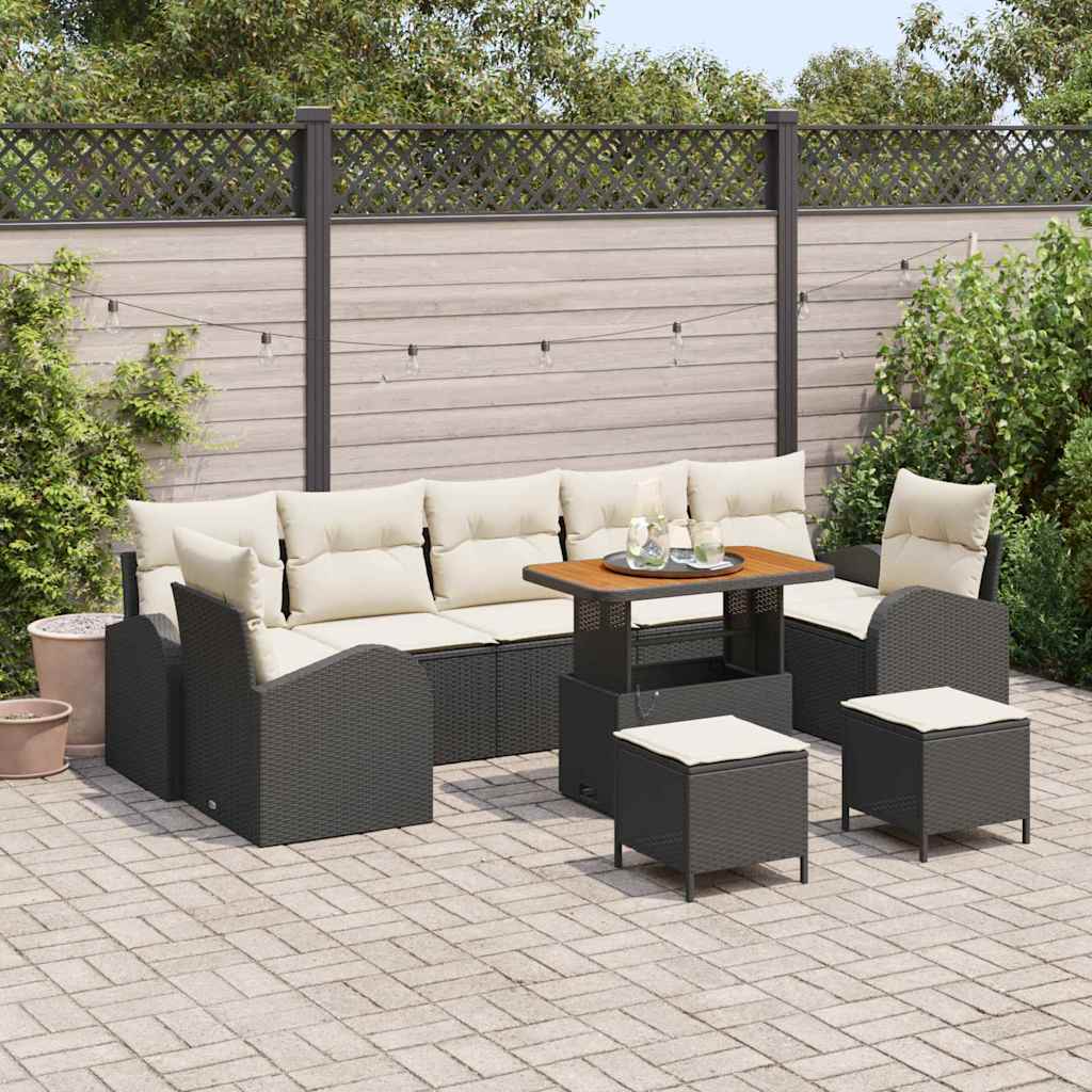 Tuinbankenset 10 st Zwart poly rattan is nu te koop bij PeponiXL, paradijselijk wonen!