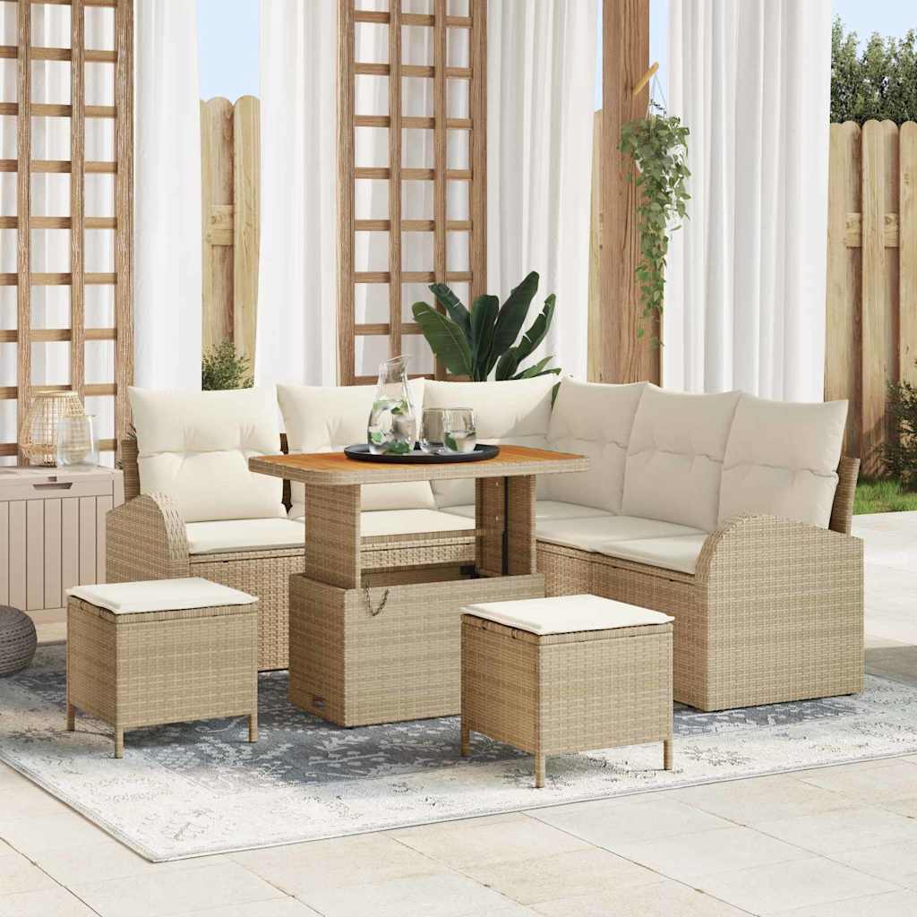 Tuinbankenset met kussen 8 pcs Beige poly rattan is nu te koop bij PeponiXL, paradijselijk wonen!