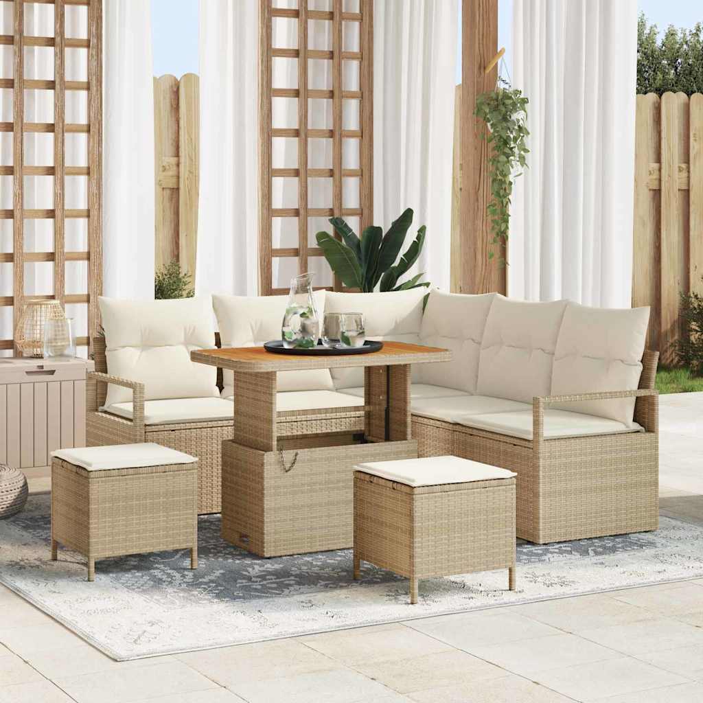 Tuinbankenset met kussen 8 pcs Beige poly rattan is nu te koop bij PeponiXL, paradijselijk wonen!
