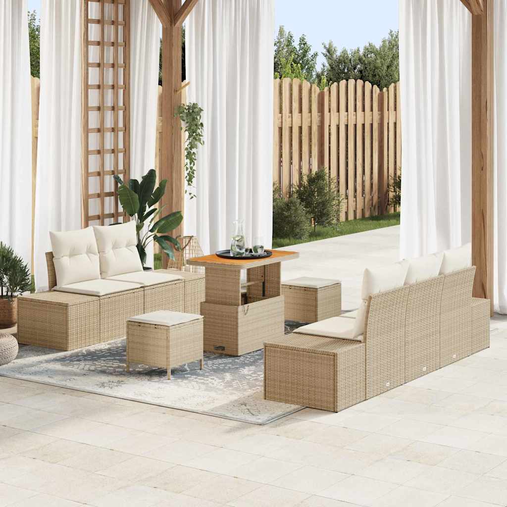Tuinbankenset met kussen 8 pcs Beige poly rattan is nu te koop bij PeponiXL, paradijselijk wonen!