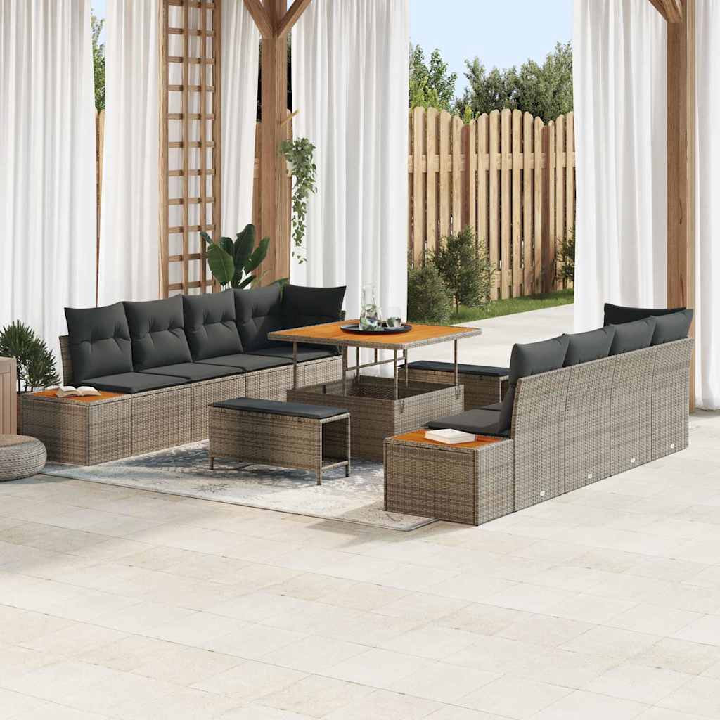 Tuinbankenset 11 pcs Grijs poly rattan is nu te koop bij PeponiXL, paradijselijk wonen!