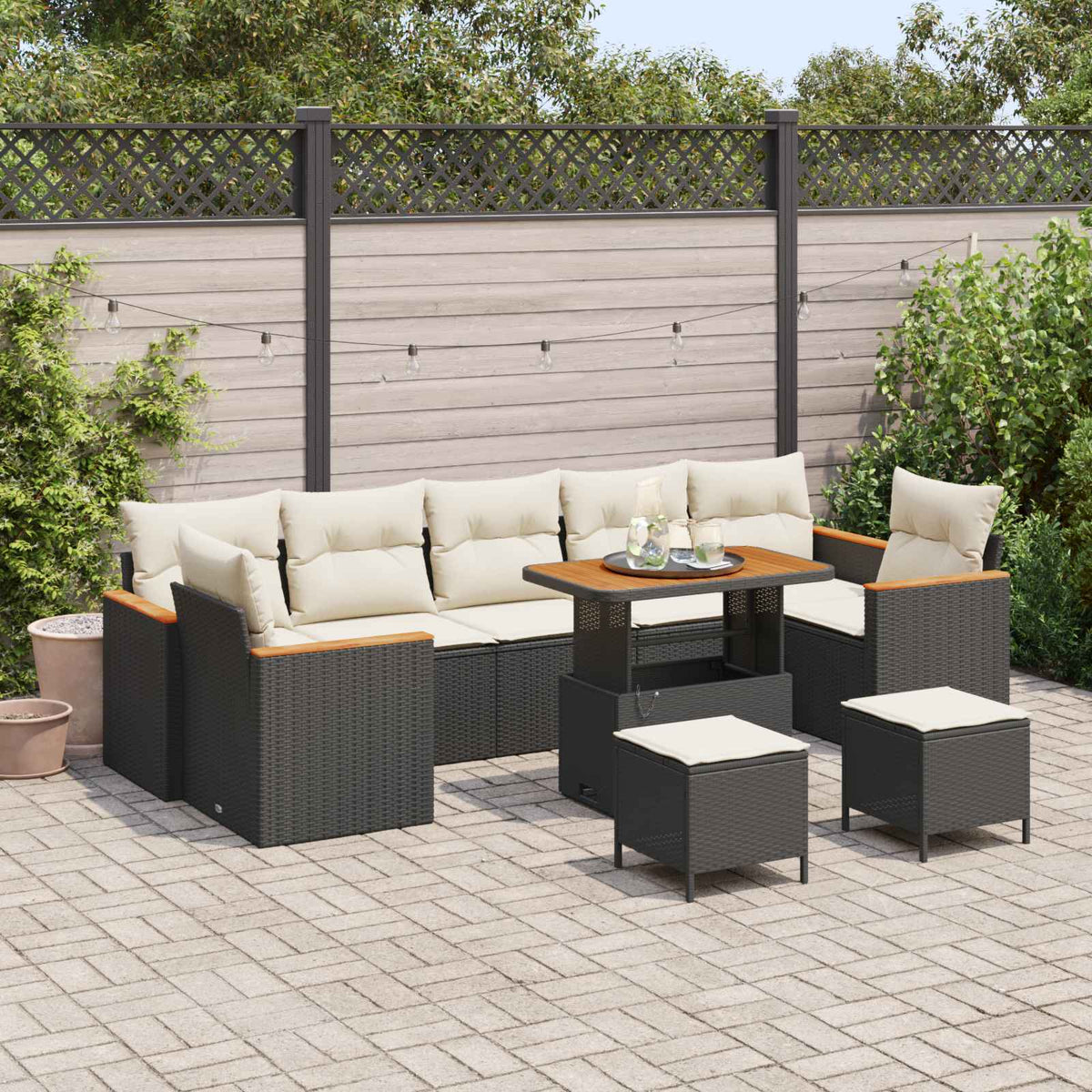 Tuinbankenset Zwart poly rattan is nu te koop bij PeponiXL, paradijselijk wonen!
