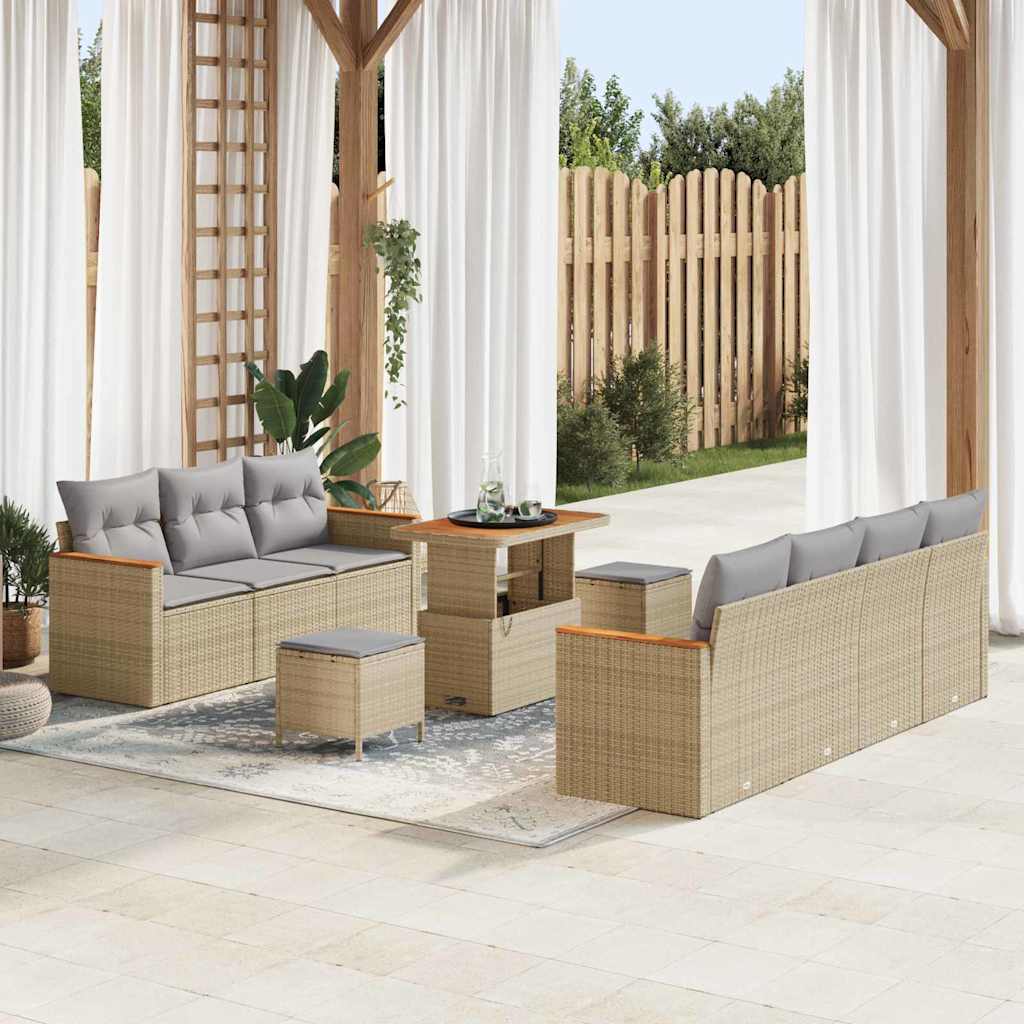 Tuinbankenset 10 pcs Beige poly rattan is nu te koop bij PeponiXL, paradijselijk wonen!