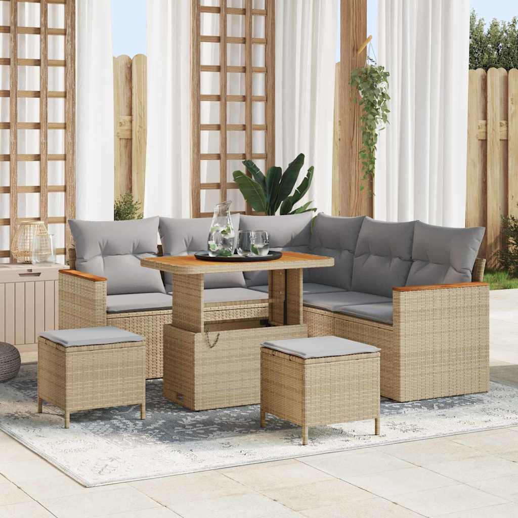 Tuinbankenset 8 pcs Beige poly rattan is nu te koop bij PeponiXL, paradijselijk wonen!