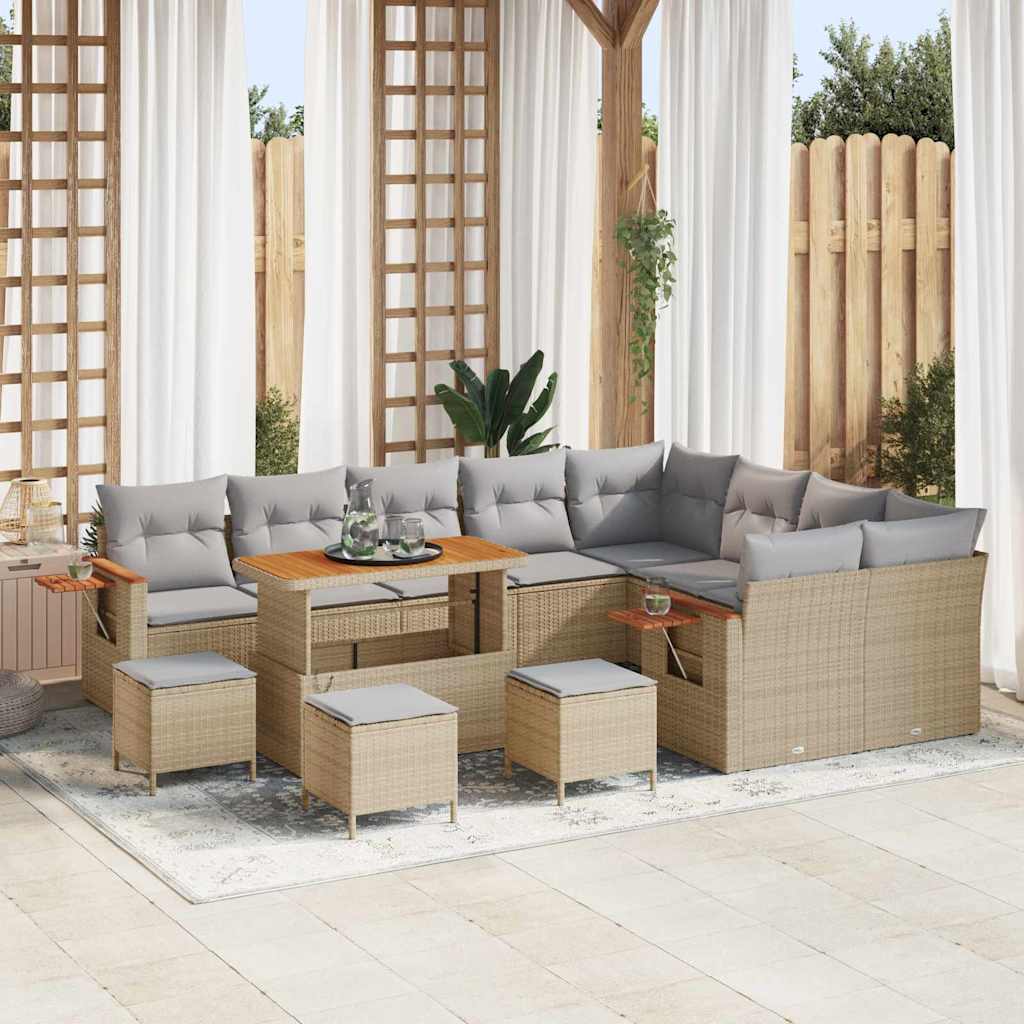Tuinbankenset met kussen 13 pcs Beige en Licht Grijs is nu te koop bij PeponiXL, paradijselijk wonen!