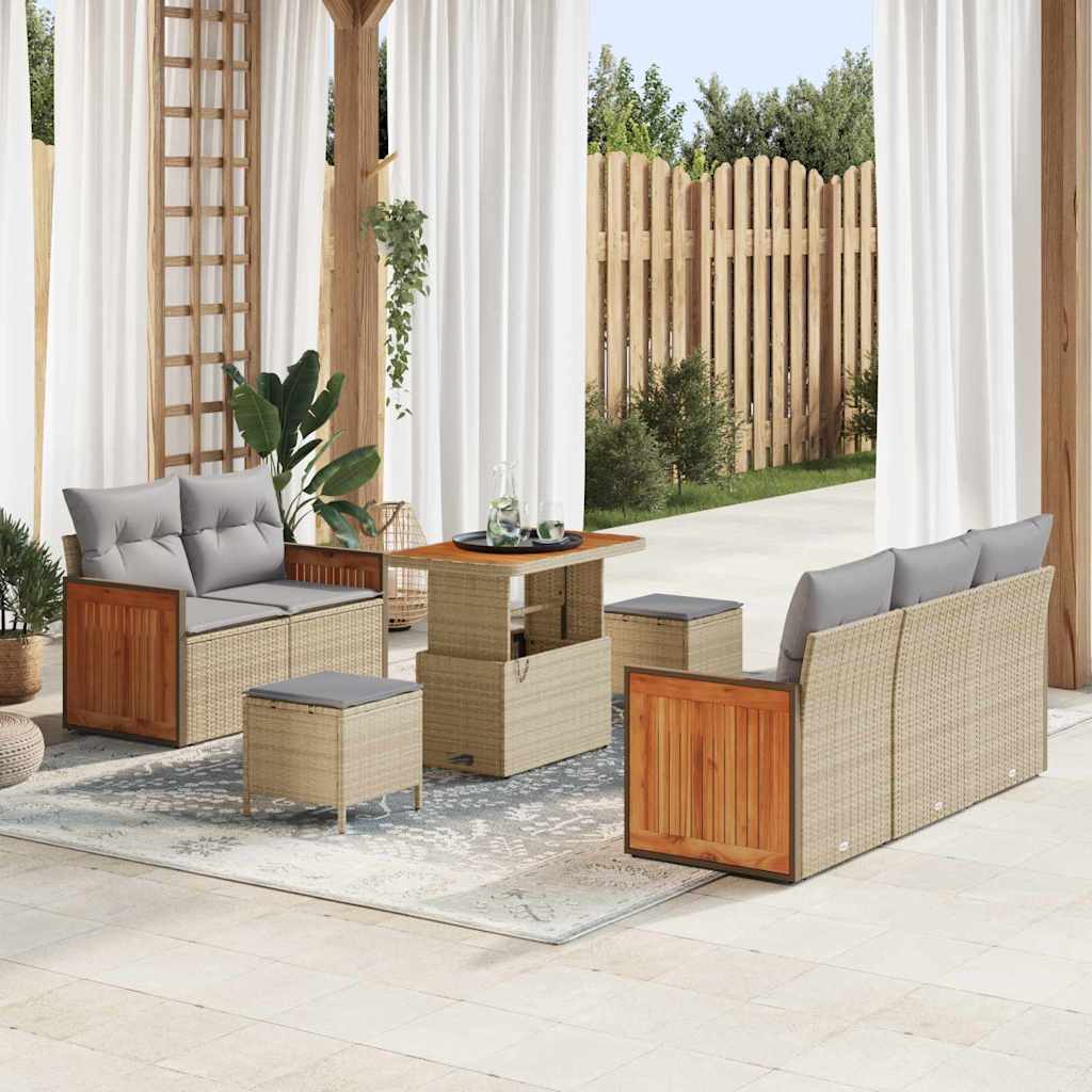 Tuinbankenset met kussen 8 pcs Beige en Licht Grijs is nu te koop bij PeponiXL, paradijselijk wonen!