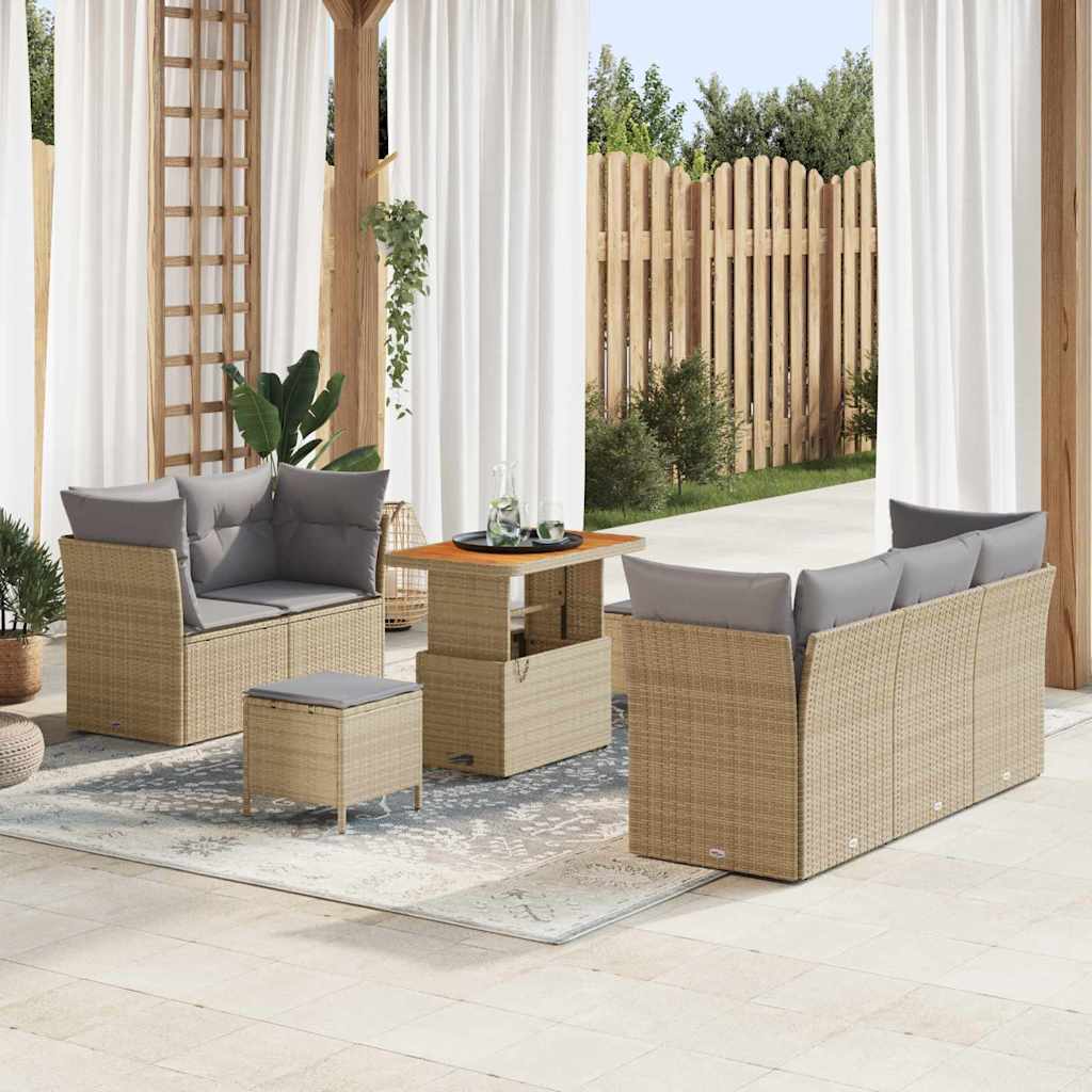 Tuin Sofa Set met kussen met opslag 8 pcs beige en lichtgrijs is nu te koop bij PeponiXL, paradijselijk wonen!