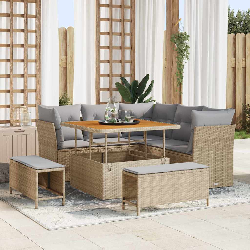 Tuin Sofa Set met kussen met opslag 8 pcs beige en lichtgrijs is nu te koop bij PeponiXL, paradijselijk wonen!