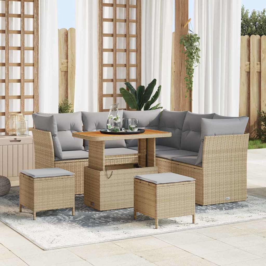 Tuin Sofa Set met kussen met opslag 8 pcs beige en lichtgrijs is nu te koop bij PeponiXL, paradijselijk wonen!