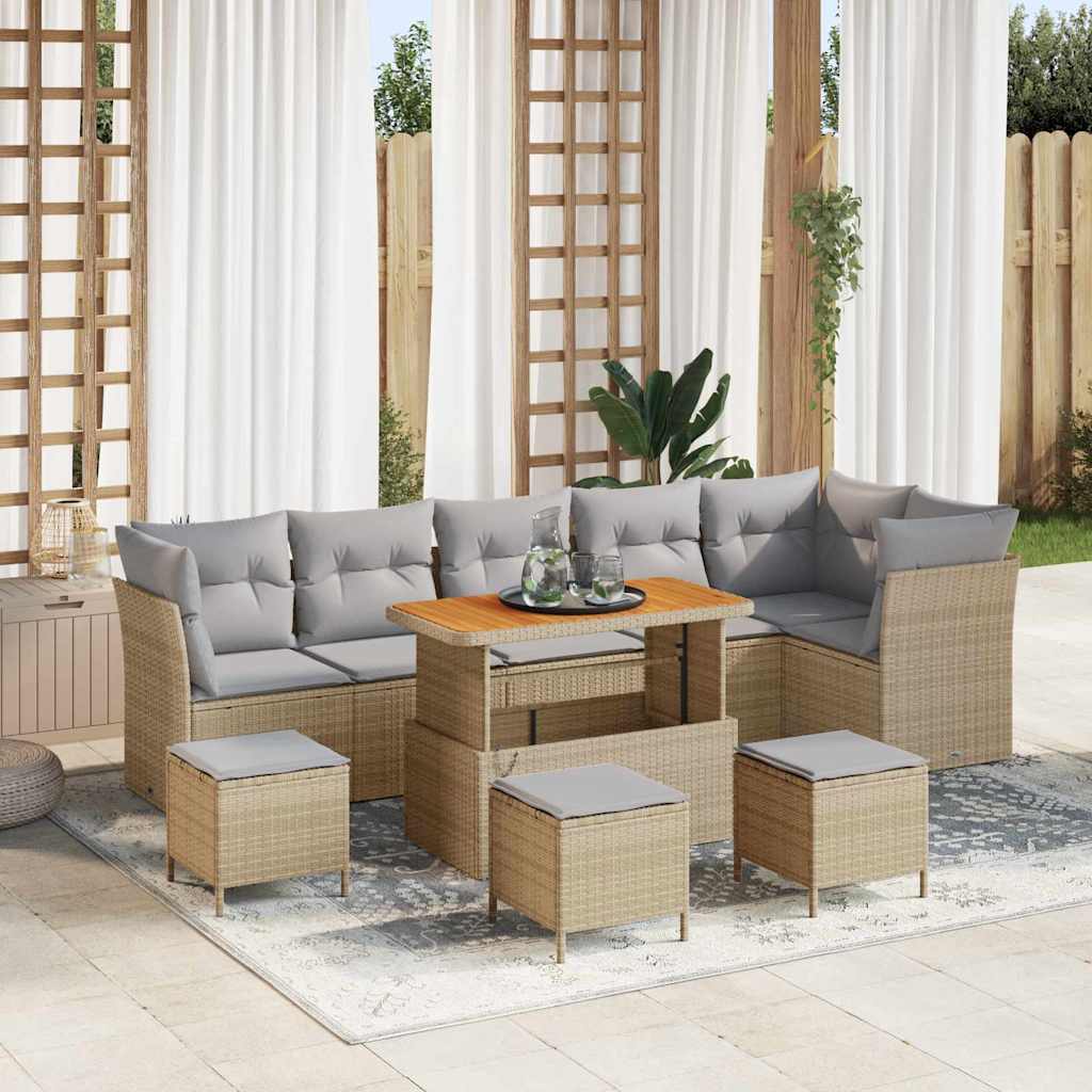 Tuin Sofa Set met kussen met opslag 10 pcs beige en lichtgrijs is nu te koop bij PeponiXL, paradijselijk wonen!
