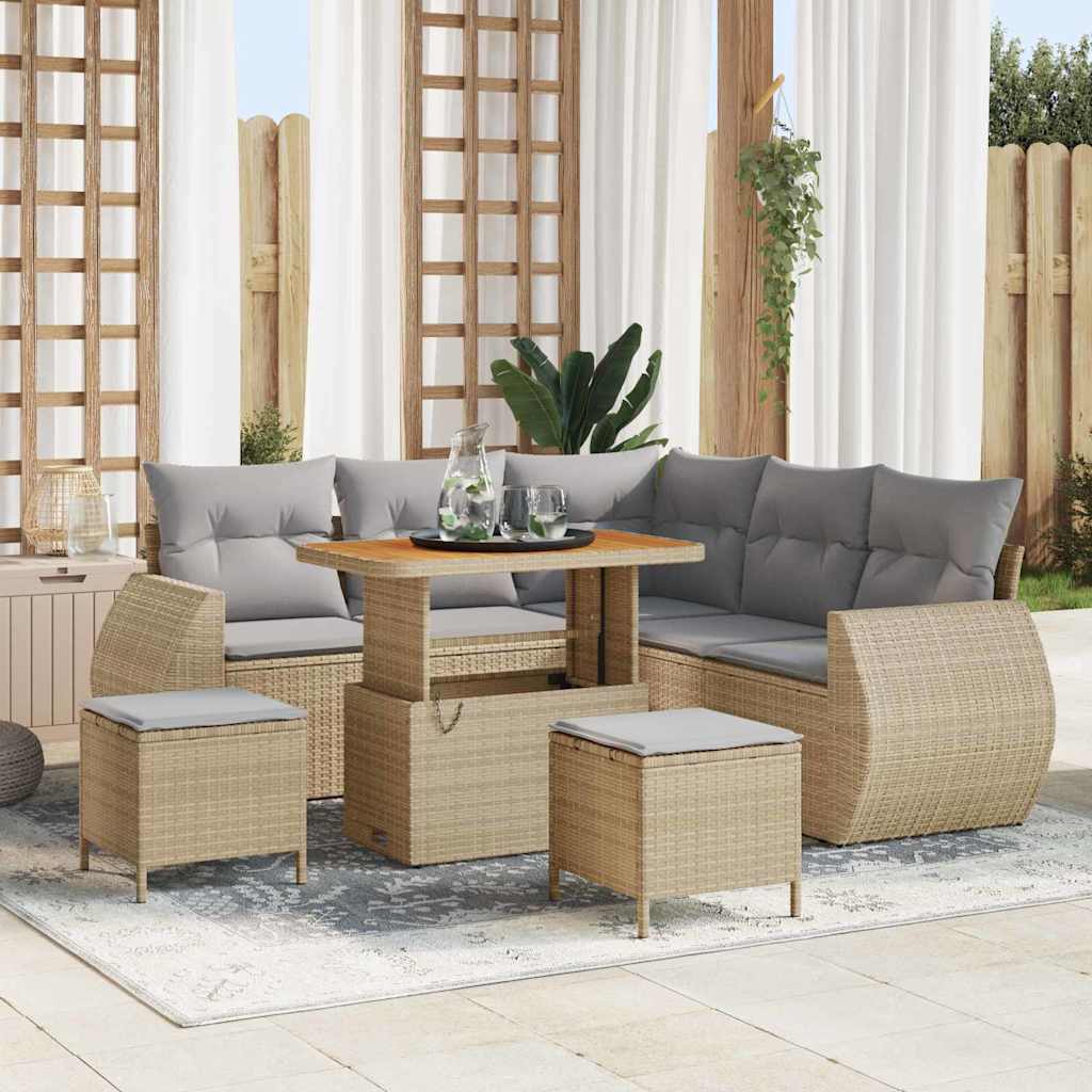 Tuin Sofa Set met kussen met opslag 8 pcs beige en lichtgrijs is nu te koop bij PeponiXL, paradijselijk wonen!