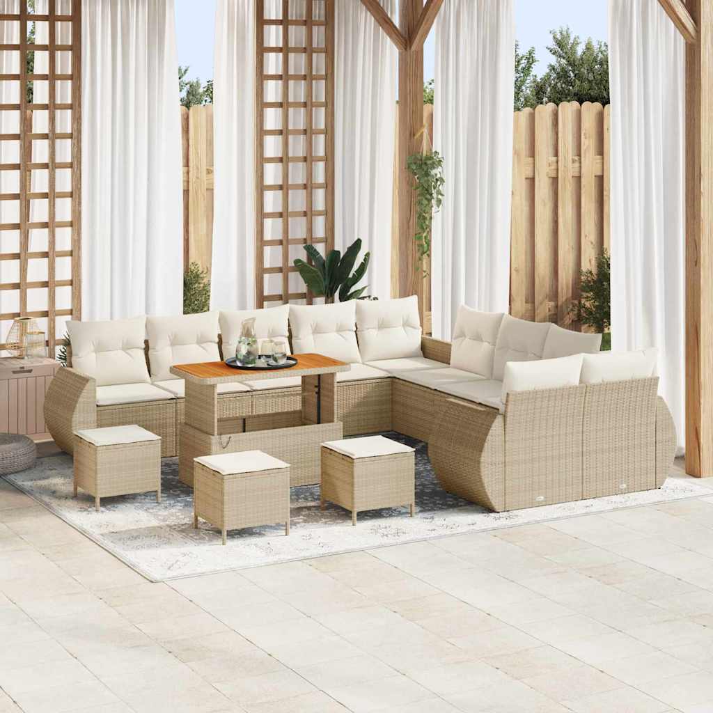 Tuin Sofa Set met kussen 14 pcs beige en crèmekleurig is nu te koop bij PeponiXL, paradijselijk wonen!