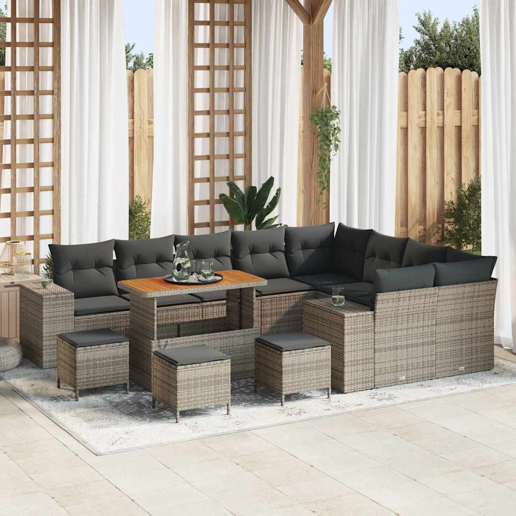 Tuin Sofa Set met kussen met opslag met kussen 13 pcs Grijs is nu te koop bij PeponiXL, paradijselijk wonen!