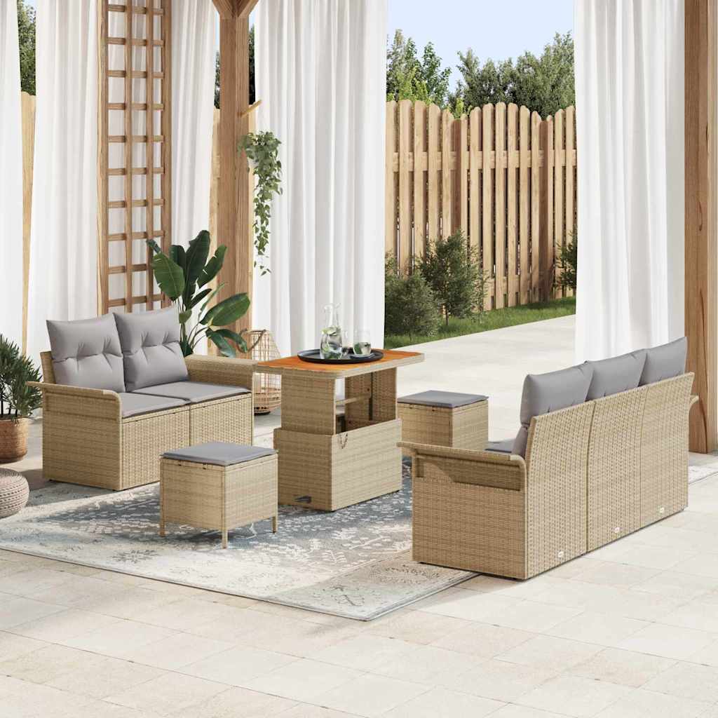 Tuin Sofa Set met kussen met opslag 8 pcs Beige en Licht Grijs is nu te koop bij PeponiXL, paradijselijk wonen!