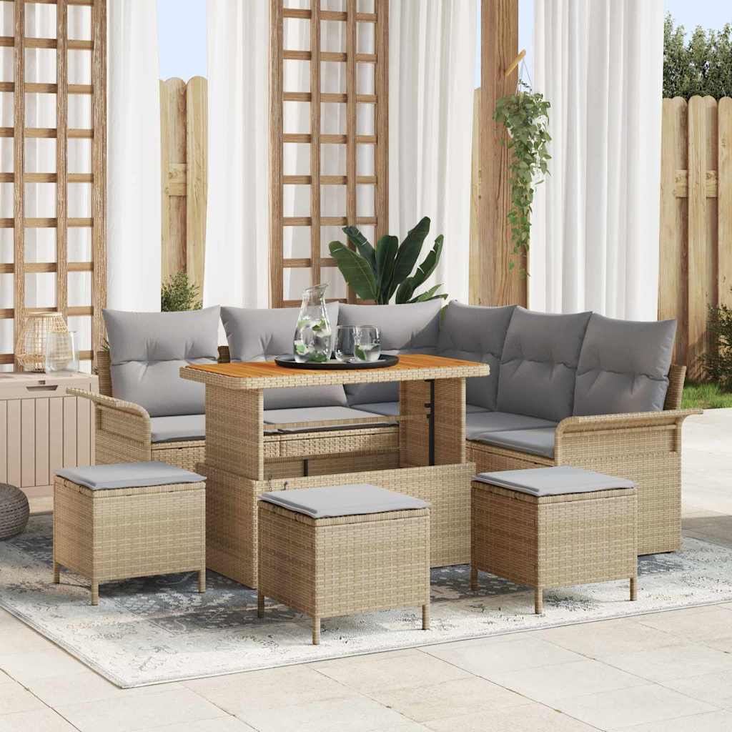 Tuin Sofa Set met kussen met opslag 9 pcs Beige en Licht Grijs is nu te koop bij PeponiXL, paradijselijk wonen!