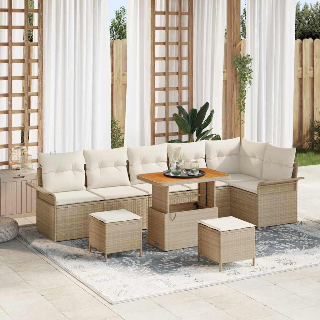 Tuin Sofa Set met kussen met opslag 9 pcs Beige en Crème is nu te koop bij PeponiXL, paradijselijk wonen!