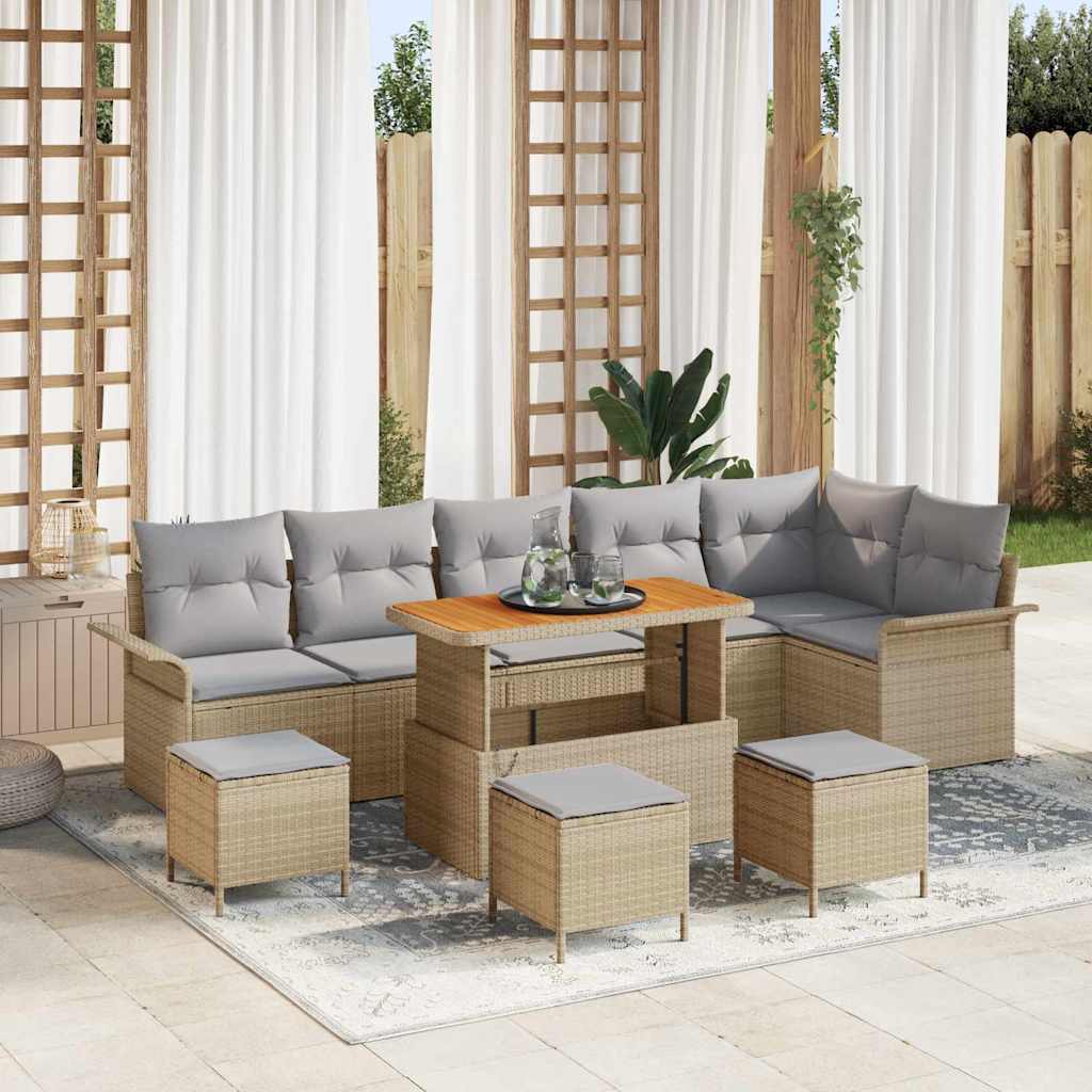 Tuin Sofa Set met kussen met opslag 10 pcs Beige en Licht Grijs is nu te koop bij PeponiXL, paradijselijk wonen!