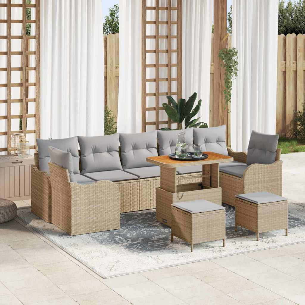 Tuin Sofa Set met kussen met opslag 10 pcs Beige en Licht Grijs is nu te koop bij PeponiXL, paradijselijk wonen!
