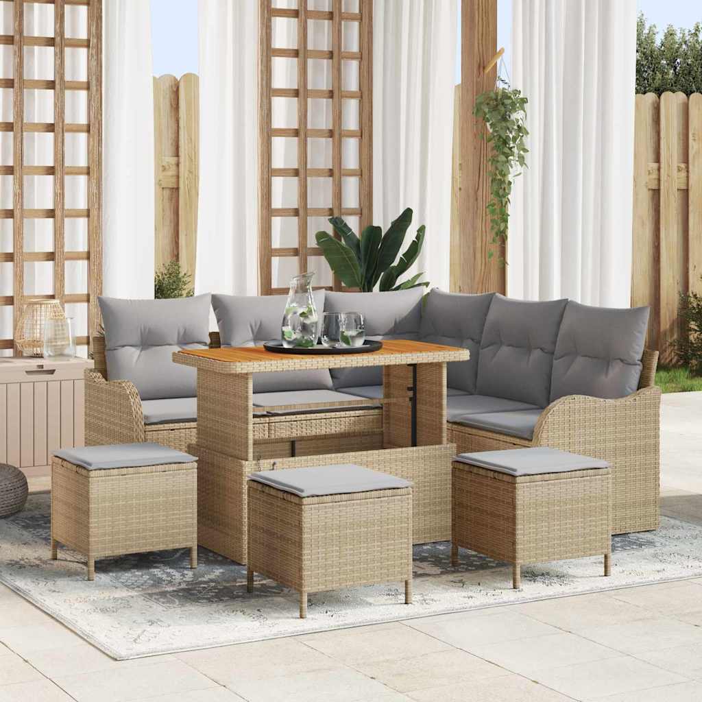 Tuin Sofa Set met kussen met opslag 9 pcs Beige en Licht Grijs is nu te koop bij PeponiXL, paradijselijk wonen!