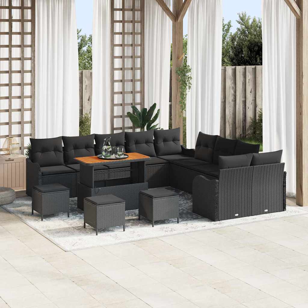 Tuin Sofa Set met kussen met opslag 14 pcs Zwart is nu te koop bij PeponiXL, paradijselijk wonen!