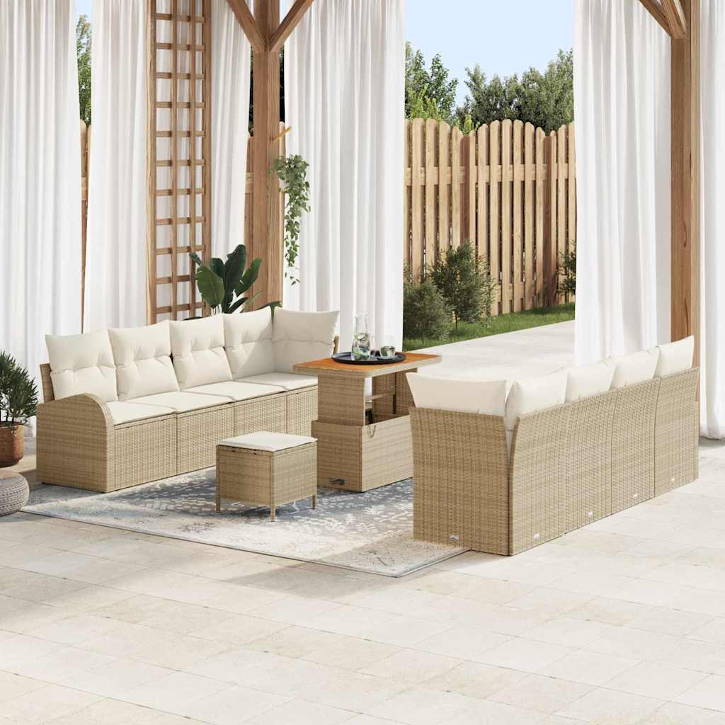 Tuin Sofa Set met kussen met opslag 11 pcs Beige en Crème is nu te koop bij PeponiXL, paradijselijk wonen!
