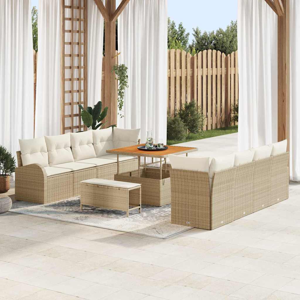 Tuin Sofa Set met kussen met opslag 11 pcs Beige en Crème is nu te koop bij PeponiXL, paradijselijk wonen!