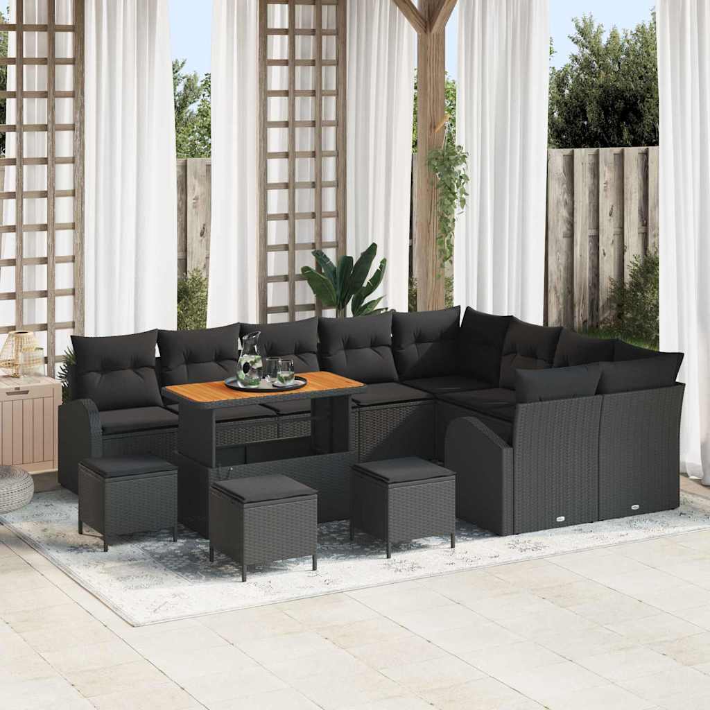 Tuin Sofa Set met kussen met opslag 13 pcs Zwart is nu te koop bij PeponiXL, paradijselijk wonen!