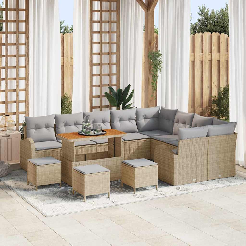 Tuin Sofa Set met kussen met opslag 13 pcs Beige en Licht Grijs is nu te koop bij PeponiXL, paradijselijk wonen!