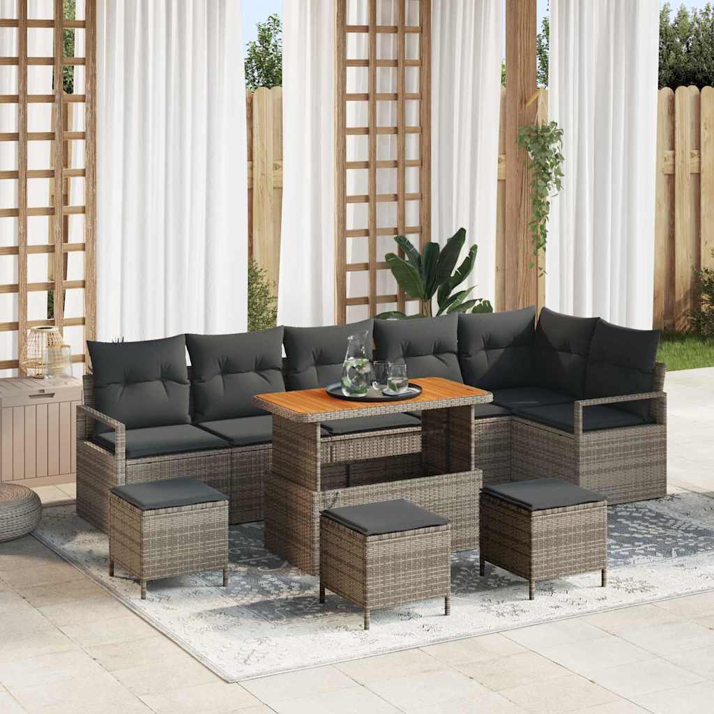 Tuin Sofa Set met kussen met opslag 10 pcs Grijs is nu te koop bij PeponiXL, paradijselijk wonen!