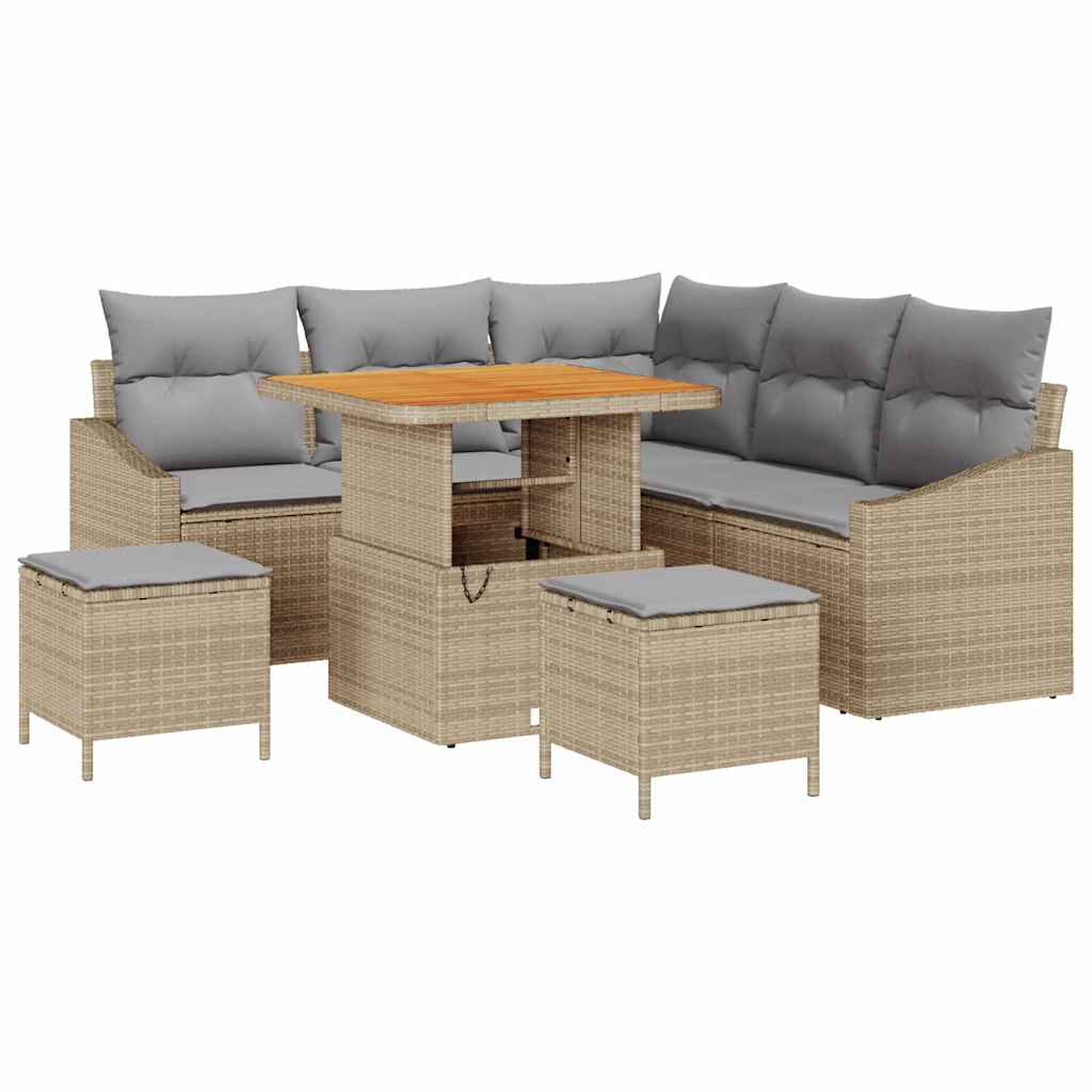 Tuinbankenset 8 st 7-Aantal zitplaatsen Beige Poly riet is nu te koop bij PeponiXL, paradijselijk wonen!