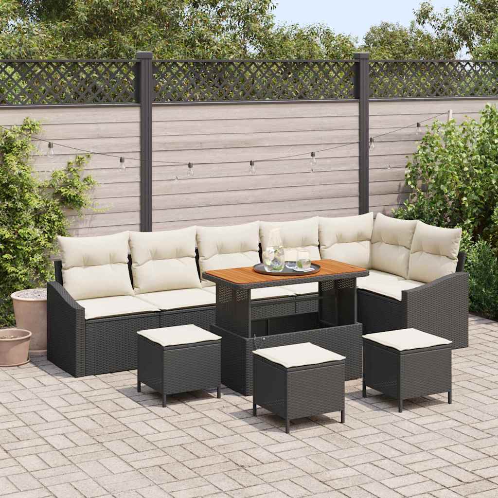 Tuinbankenset met kussen met opslag 10 pcs Zwart Poly riet is nu te koop bij PeponiXL, paradijselijk wonen!